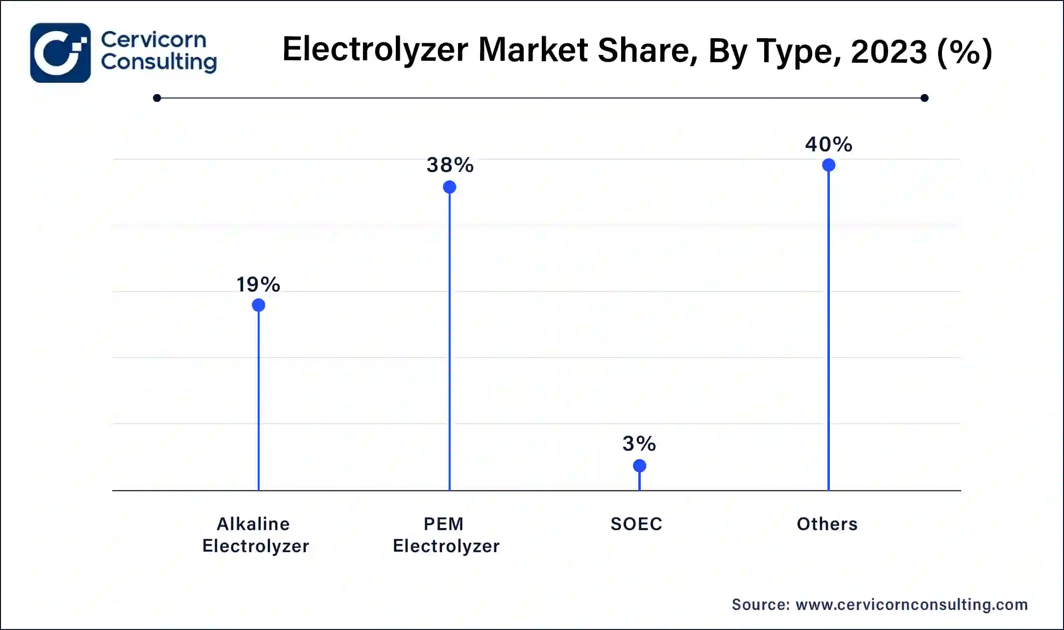 Electrolyzer Market Share, By Type, 2023 (%)