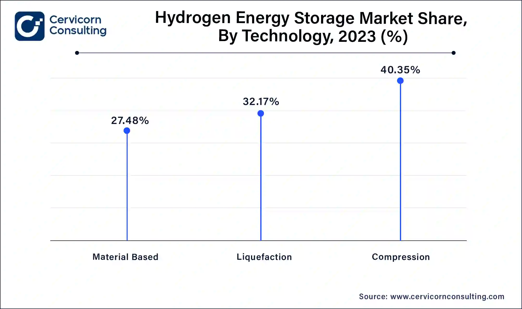 Hydrogen Energy Storage Market Share, By Technology, 2023 (%)