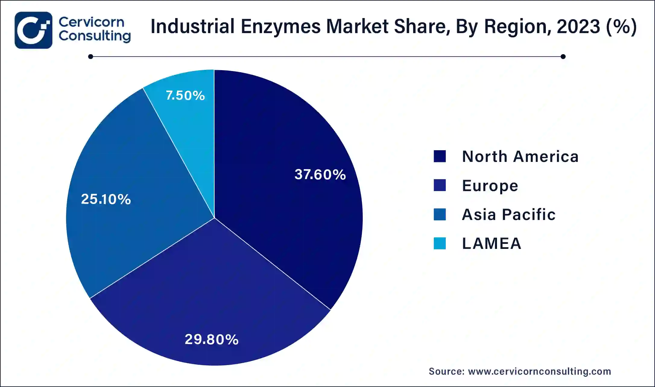 Industrial Enzymes Market Share, By Region, 2023 (%)